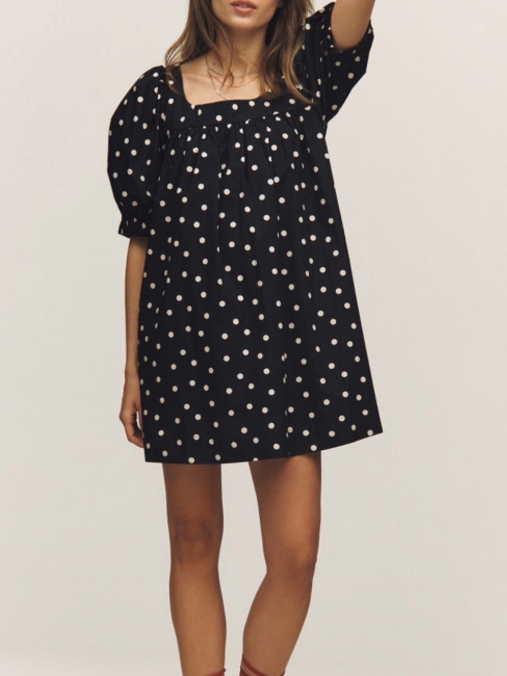 Anthropologie Cotton Puff-Sleeve Mini Dress Maeve
